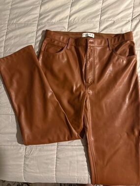 Abercrombie & Fitch women’s  Faux Leather Jeans in Cognac